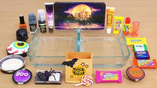 Trick or Treat - Haunted Halloween Lip gloss vs Eyeshadow Coloring Slime with Makeup ASMR