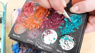 Black White vs Rainbow -Mixing Makeup Eyeshadow Into Slime ASMR 443 Satisfying Slime Video Halloween