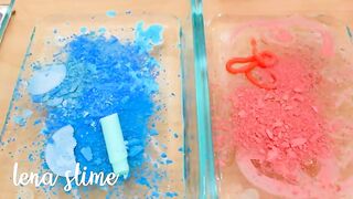 Ocean Blue vs Coral - Mixing Makeup Eyeshadow Into Slime ASMR 431 Satisfying Slime Video