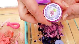 Strawberry vs Grape - Mixing Makeup Eyeshadow Into Slime ASMR 430 Satisfying Slime Video