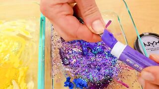 Purple vs Yellow - Mixing Makeup Eyeshadow Into Slime ASMR 429 Satisfying Slime Video