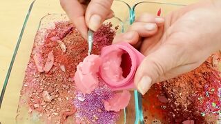 Pink vs Red - Mixing Makeup Eyeshadow Into Slime ASMR 428 Satisfying Slime Video