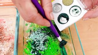 Peach vs Lime - Mixing Makeup Eyeshadow Into Slime ASMR 427 Satisfying Slime Video
