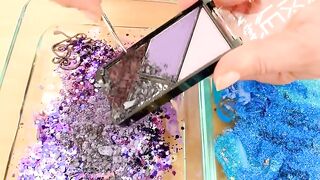 Purple vs Blue - Mixing Makeup Eyeshadow Into Slime ASMR 421 Satisfying Slime Video