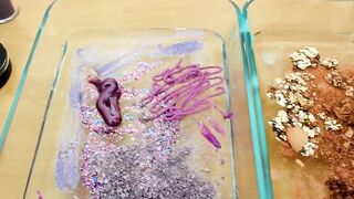 Purple vs Bronze - Mixing Makeup Eyeshadow Into Slime ASMR - Satisfying Slime Video
