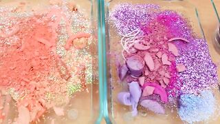 Peach vs Lavender -  Coloring Satisfying Slime ASMR with Eyeshadow and Makeup