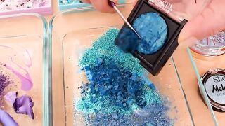 Purple vs Aqua Blue - Coloring Satisfying Slime ASMR with Eyeshadow and Makeup