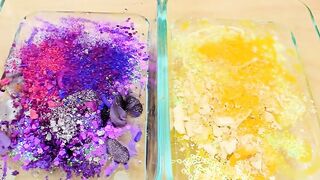 Purple vs Yellow - Coloring Satisfying Slime ASMR with Eyeshadow and Makeup