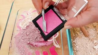 Pink vs Beige - Coloring Satisfying Slime ASMR with Eyeshadow and Makeup