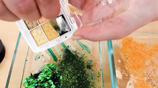 Green vs Gold - Mixing Makeup Eyeshadow Into Slime ASMR 418 Satisfying Slime Video