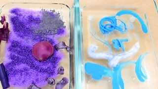 Purple vs Blue - Mixing Makeup Eyeshadow Into Slime ASMR 414 Satisfying Slime Video