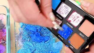 Purple vs Blue - Mixing Makeup Eyeshadow Into Slime ASMR 414 Satisfying Slime Video