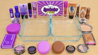 Purple vs Brown - Mixing Makeup Eyeshadow Into Slime ASMR 406 Satisfying Slime Video