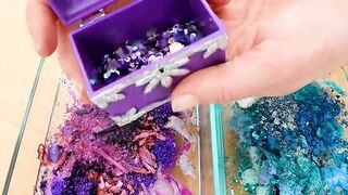 Purple vs Teal - Mixing Makeup Eyeshadow Into Slime ASMR 404 Satisfying Slime Video