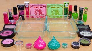 Pink vs Green - Mixing Makeup Eyeshadow Into Slime ASMR 403 Satisfying Slime Video