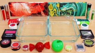 Candy Red vs Green Apple - Mixing Makeup Eyeshadow Into Slime ASMR 400 Satisfying Slime Video
