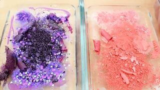 Purple vs Coral - Mixing Makeup Eyeshadow Into Slime ASMR 398 Satisfying Slime Video