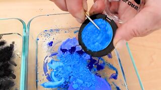 Black vs Blue - Mixing Makeup Eyeshadow Into Slime ASMR 397 Satisfying Slime Video