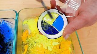 Navy Blue vs Yellow - Mixing Makeup Eyeshadow Into Slime ASMR 394 Satisfying Slime Video