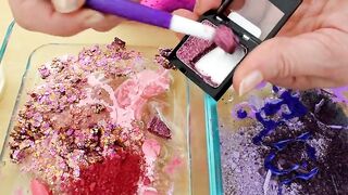 Pink vs Purple - Mixing Makeup Eyeshadow Into Slime ASMR 393 Satisfying Slime Video
