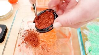 Orange vs Mint - Mixing Makeup Eyeshadow Into Slime ASMR 385 Satisfying Slime Video