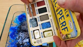 Blue vs Yellow - Mixing Makeup Eyeshadow Into Slime ASMR 383 Satisfying Slime Video