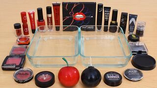 Cherry vs Black - Mixing Makeup Eyeshadow Into Slime ASMR 380 Satisfying Slime Video