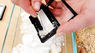 White vs Gold - Mixing Makeup Eyeshadow Into Slime ASMR 372 Satisfying Slime Video