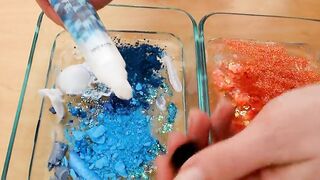 Cinderella Blue vs Orange Pumpkin - Mixing Makeup Eyeshadow Into Slime ASMR Satisfying Slime Video