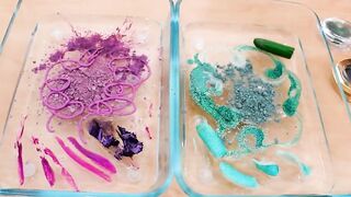 Purple vs Green - Mixing Makeup Eyeshadow Into Slime ASMR 363 Satisfying Slime Video