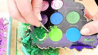 Purple vs Green - Mixing Makeup Eyeshadow Into Slime ASMR 363 Satisfying Slime Video