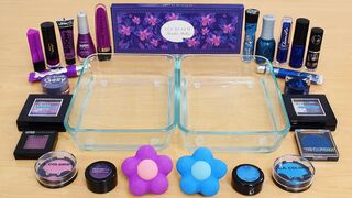 Purple vs Blue - Mixing Makeup Eyeshadow Into Slime ASMR 355 Satisfying Slime Video