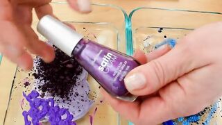 Purple vs Blue - Mixing Makeup Eyeshadow Into Slime ASMR 355 Satisfying Slime Video
