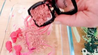 Pink vs Green - Mixing Makeup Eyeshadow Into Slime ASMR 352 Satisfying Slime Video
