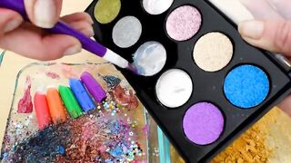 Rainbow vs Gold - Mixing Makeup Eyeshadow Into Slime ASMR 342 Satisfying Slime Video