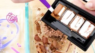 Purple vs Coco Brown - Mixing Makeup Eyeshadow Into Slime ASMR 330 Satisfying Slime Video