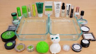 Green vs White - Mixing Makeup Eyeshadow Into Slime ASMR 325 Satisfying Slime Video