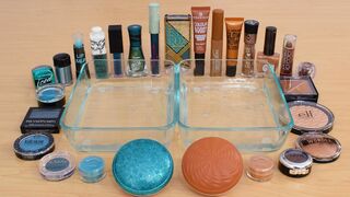 Teal vs Brown - Mixing Makeup Eyeshadow Into Slime ASMR 324 Satisfying Slime Video
