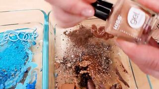 Teal vs Brown - Mixing Makeup Eyeshadow Into Slime ASMR 324 Satisfying Slime Video