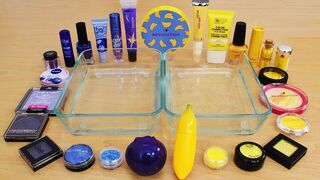 Blueberry vs Banana - Mixing Makeup Eyeshadow Into Slime ASMR 322 Satisfying Slime Video