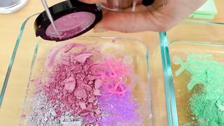 Purple vs Green - Mixing Makeup Eyeshadow Into Slime ASMR 315 Satisfying Slime Video