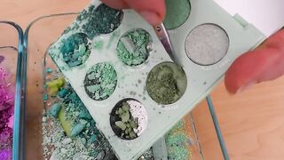 Purple vs Green - Mixing Makeup Eyeshadow Into Slime ASMR 315 Satisfying Slime Video