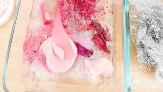 Pink vs Silver - Mixing Makeup Eyeshadow Into Slime ASMR 309 Satisfying Slime Video
