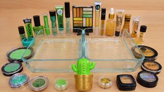 Green vs Gold - Mixing Makeup Eyeshadow Into Slime ASMR 308 Satisfying Slime Video
