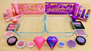 Pink vs Purple - Mixing Makeup Eyeshadow Into Slime ASMR 303 Satisfying Slime Video
