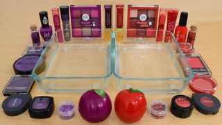 Plum Purple vs Red Apple - Mixing Makeup Eyeshadow Into Slime ASMR 299 Satisfying Slime Video
