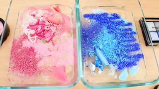 Pink vs Blue - Mixing Makeup Eyeshadow Into Slime ASMR 297 Satisfying Slime Video