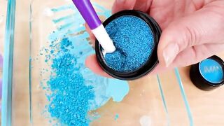 Purple vs Teal - Mixing Makeup Eyeshadow Into Slime ASMR 293 Satisfying Slime Video