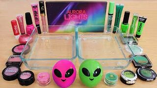 Pink vs Green - Mixing Makeup Eyeshadow Into Slime ASMR 292 Satisfying Slime Video