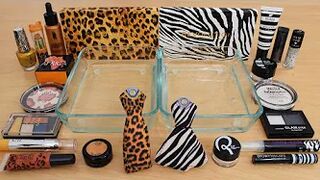 Cheetah vs Zebra - Mixing Makeup Eyeshadow Into Slime ASMR 289 Satisfying Slime Video